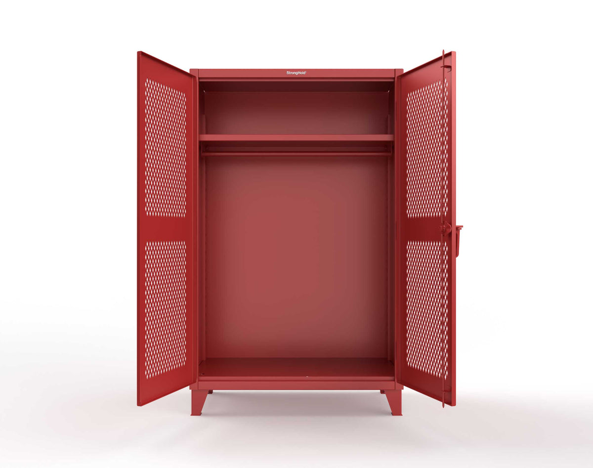 Extreme Duty 12 GA Uniform Ventilated (Diamond) Cabinet with Hanger Rod, 1 Shelf - 48 In. W x 24 In. D x 78 In. H - 46-V-WR-241-3001