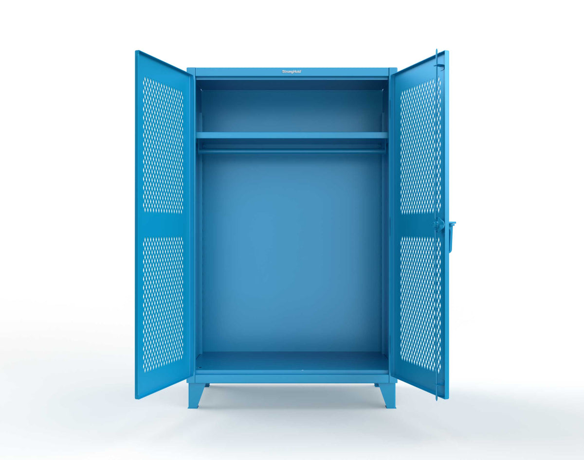 Extreme Duty 12 GA Uniform Ventilated (Diamond) Cabinet with Hanger Rod, 1 Shelf - 48 In. W x 24 In. D x 78 In. H - 46-V-WR-241-5012