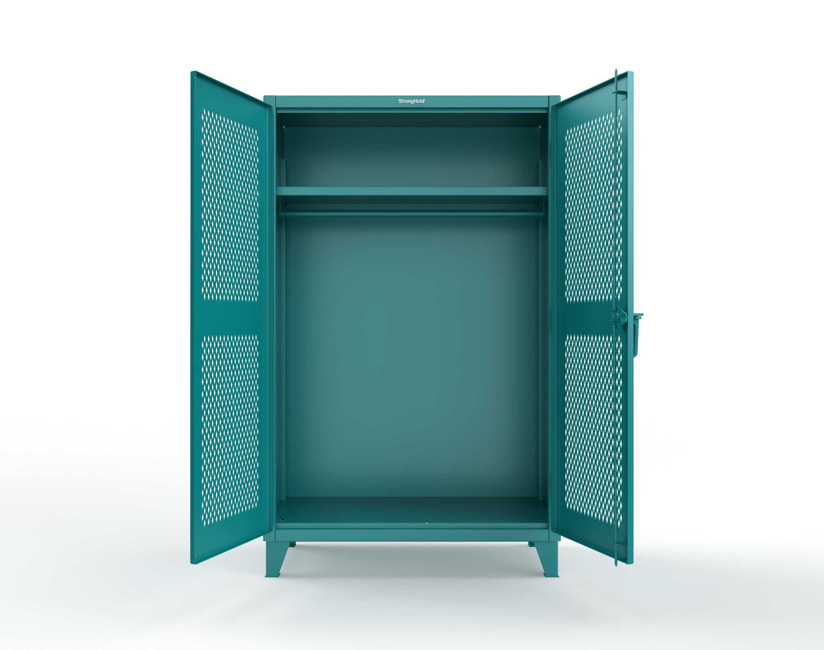 Extreme Duty 12 GA Uniform Ventilated (Diamond) Cabinet with Hanger Rod, 1 Shelf - 48 In. W x 24 In. D x 78 In. H - 46-V-WR-241-5021