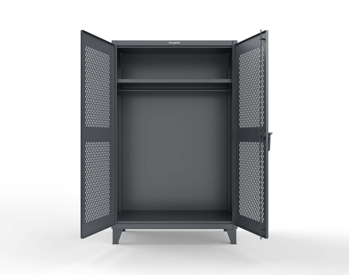Extreme Duty 12 GA Uniform Ventilated (Diamond) Cabinet with Hanger Rod, 1 Shelf - 48 In. W x 24 In. D x 78 In. H - 46-V-WR-241-7024