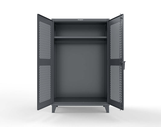 Extreme Duty 12 GA Uniform Ventilated (Diamond) Cabinet with Hanger Rod, 1 Shelf - 48 In. W x 24 In. D x 78 In. H - 46-V-WR-241-7024
