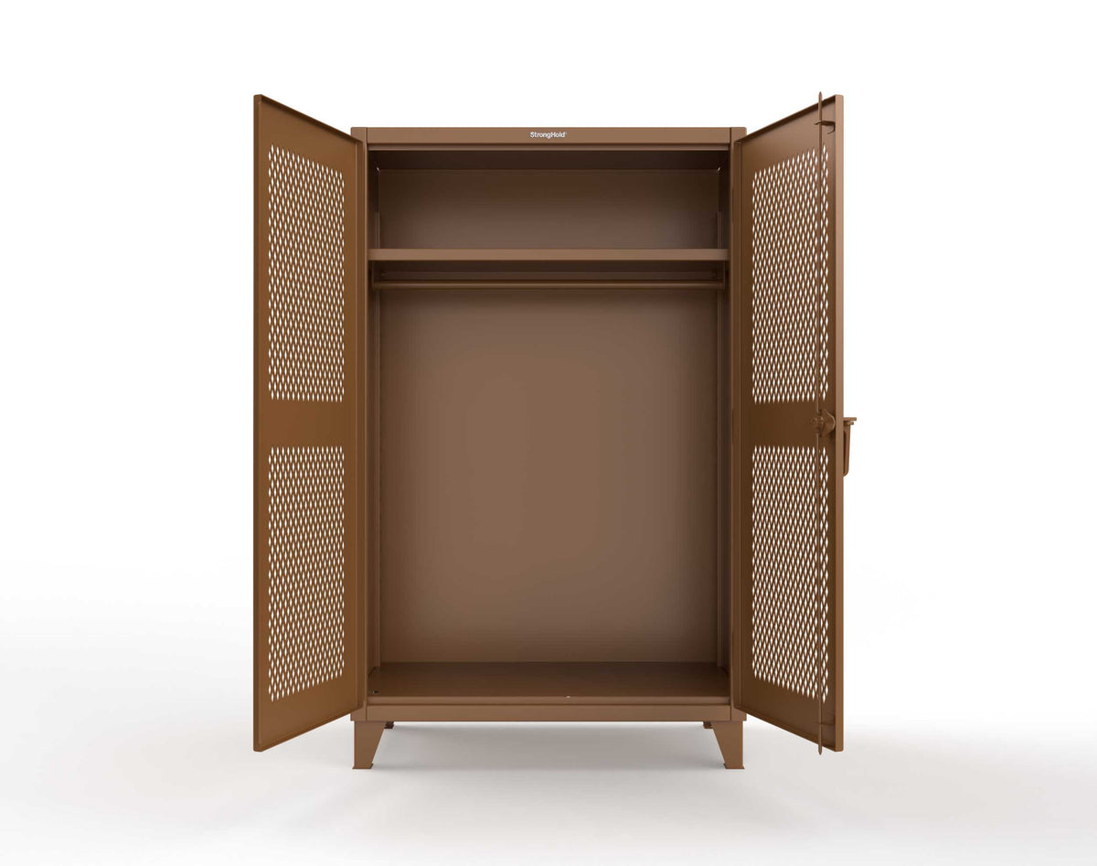 Extreme Duty 12 GA Uniform Ventilated (Diamond) Cabinet with Hanger Rod, 1 Shelf - 48 In. W x 24 In. D x 78 In. H - 46-V-WR-241-8025