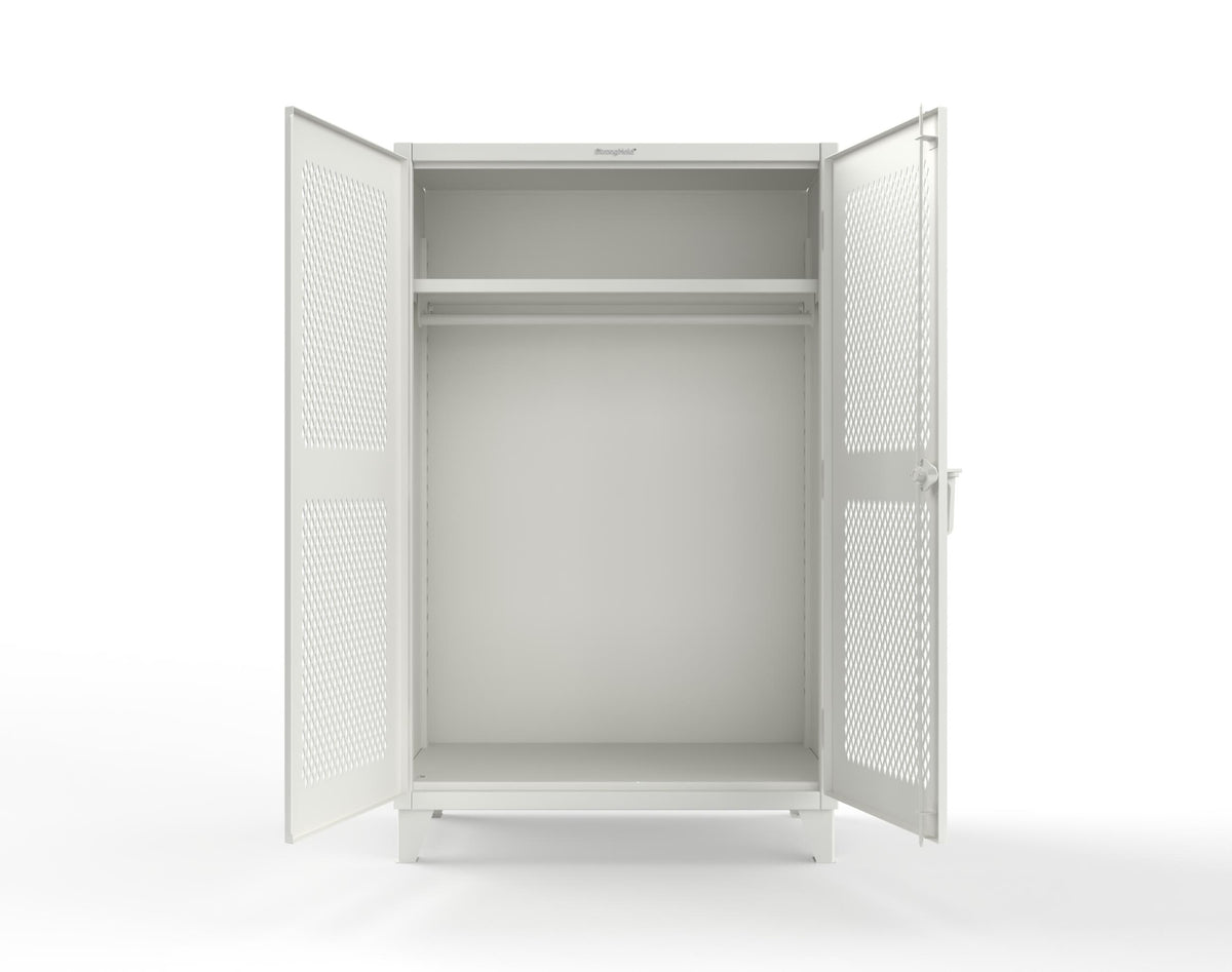 Extreme Duty 12 GA Uniform Ventilated (Diamond) Cabinet with Hanger Rod, 1 Shelf - 48 In. W x 24 In. D x 78 In. H - 46-V-WR-241-9003