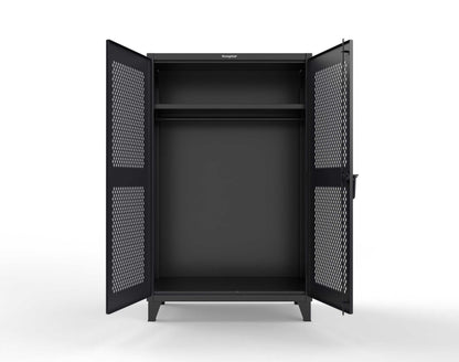 Extreme Duty 12 GA Uniform Ventilated (Diamond) Cabinet with Hanger Rod, 1 Shelf - 48 In. W x 24 In. D x 78 In. H - 46-V-WR-241-9005