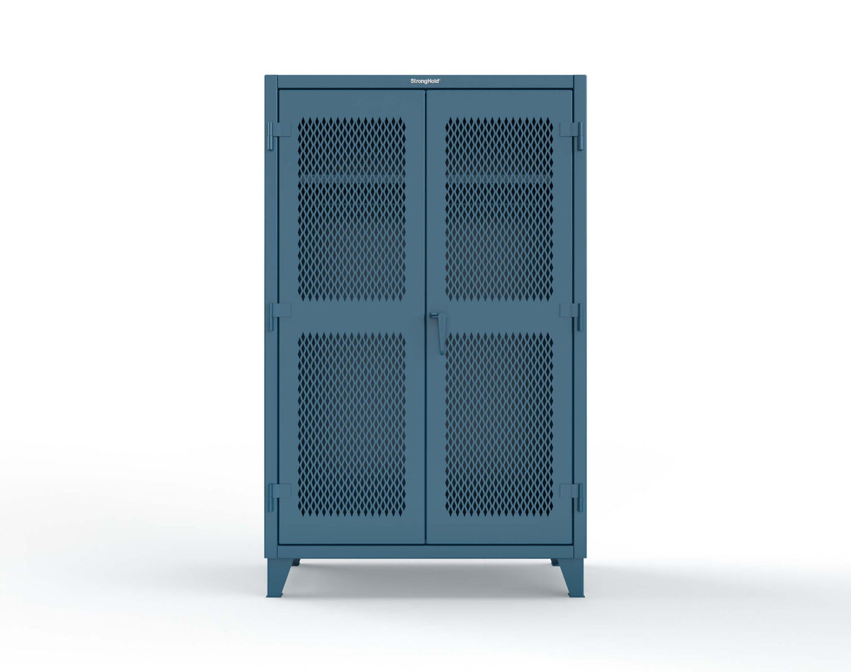 Extreme Duty 12 GA Uniform Ventilated (Diamond) Cabinet with Hanger Rod, 1 Shelf - 48 In. W x 24 In. D x 78 In. H - 46-V-WR-241-5010