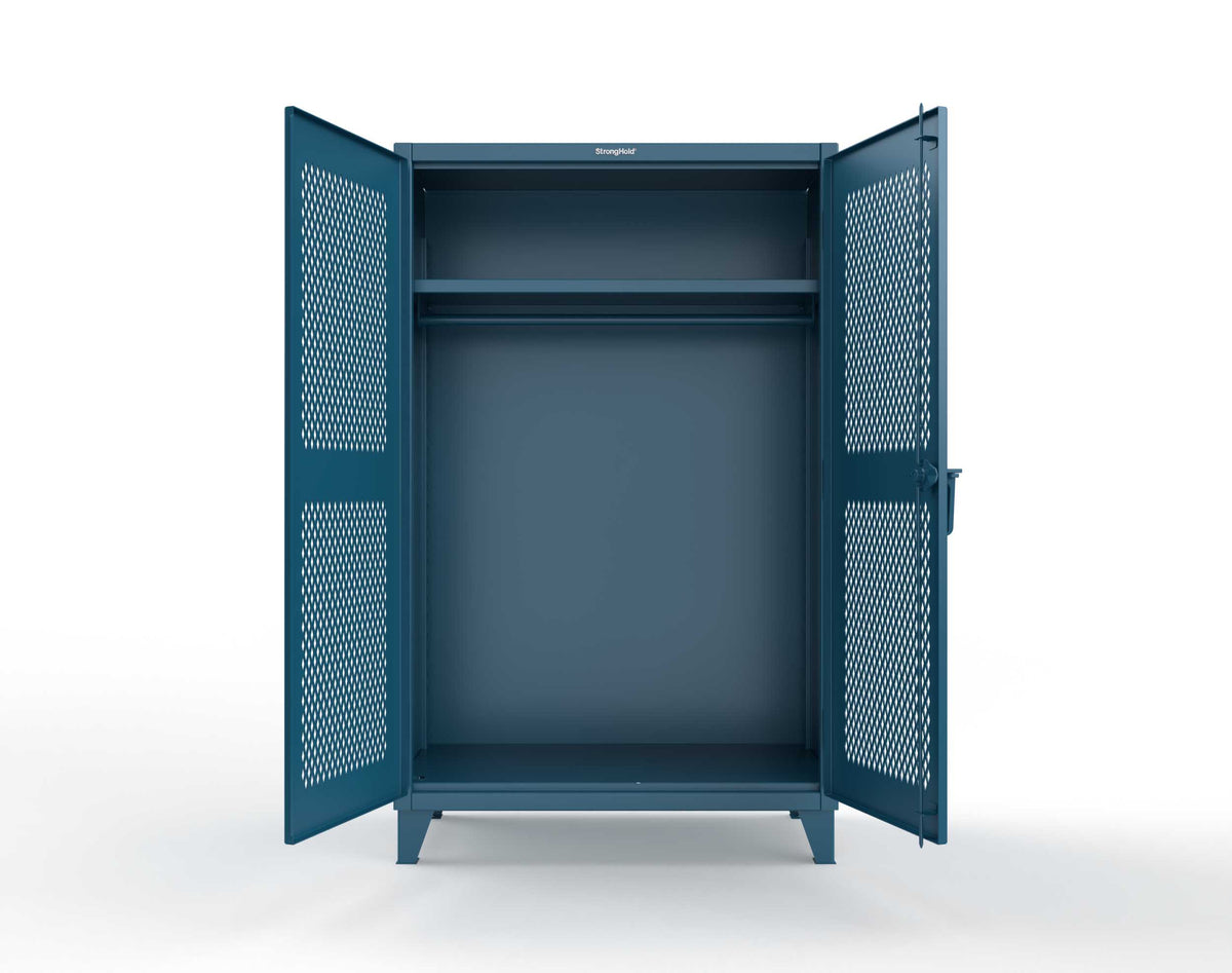 Extreme Duty 12 GA Uniform Ventilated (Diamond) Cabinet with Hanger Rod, 1 Shelf - 48 In. W x 24 In. D x 78 In. H - 46-V-WR-241-5010