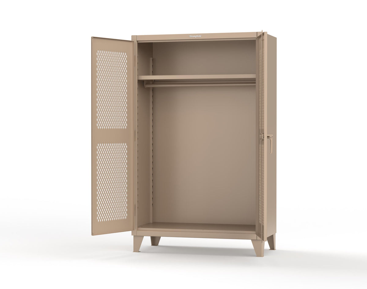 Extreme Duty 12 GA Uniform Ventilated (Diamond) Cabinet with Hanger Rod, 1 Shelf - 48 In. W x 24 In. D x 78 In. H - 46-V-WR-241-1019