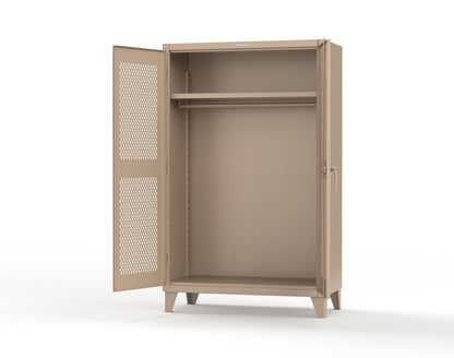 Extreme Duty 12 GA Uniform Ventilated (Diamond) Cabinet with Hanger Rod, 1 Shelf - 48 In. W x 24 In. D x 78 In. H - 46-V-WR-241-1019