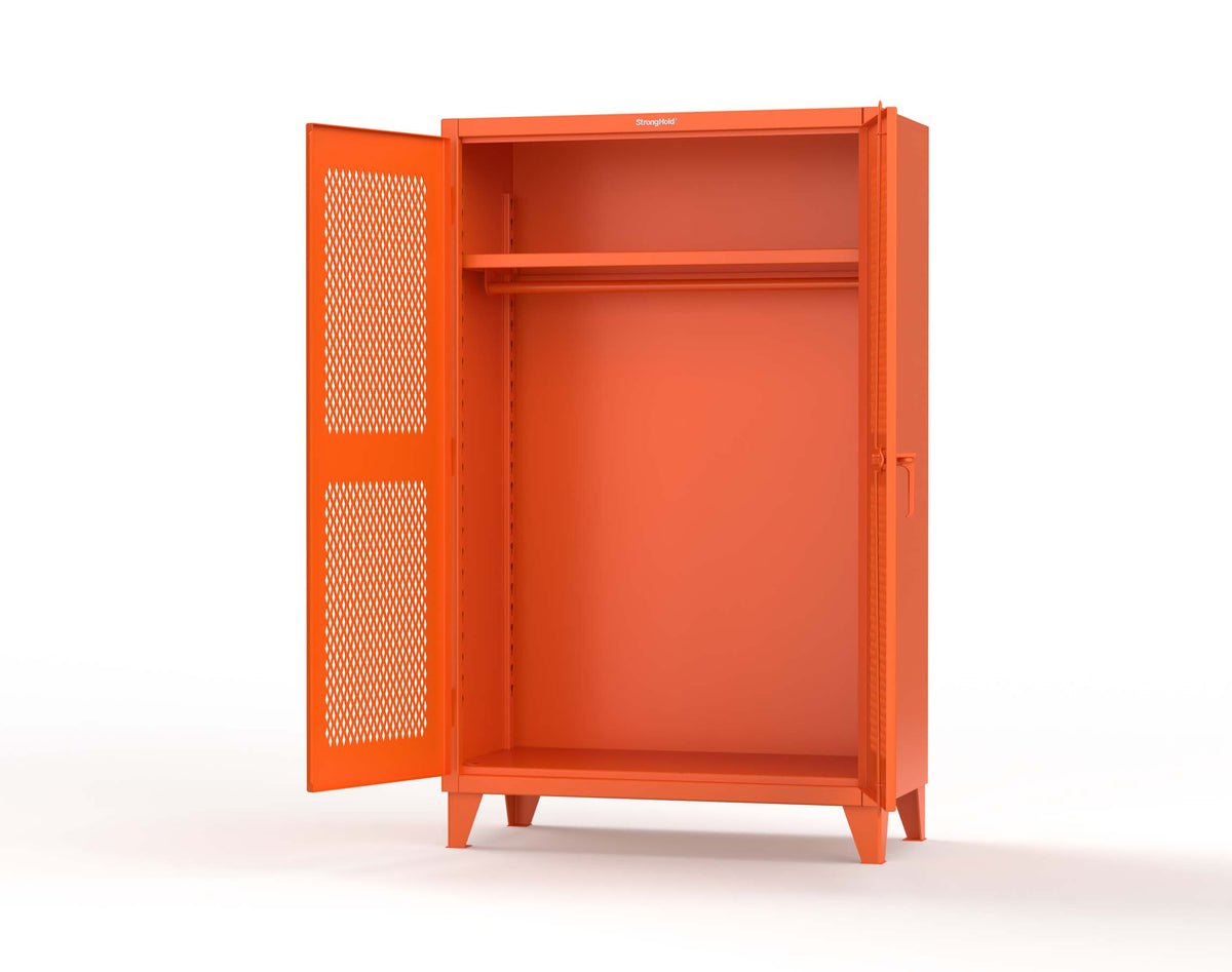 Extreme Duty 12 GA Uniform Ventilated (Diamond) Cabinet with Hanger Rod, 1 Shelf - 48 In. W x 24 In. D x 78 In. H - 46-V-WR-241-2004