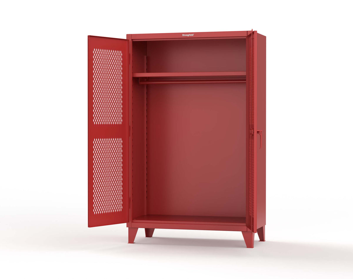 Extreme Duty 12 GA Uniform Ventilated (Diamond) Cabinet with Hanger Rod, 1 Shelf - 48 In. W x 24 In. D x 78 In. H - 46-V-WR-241-3001
