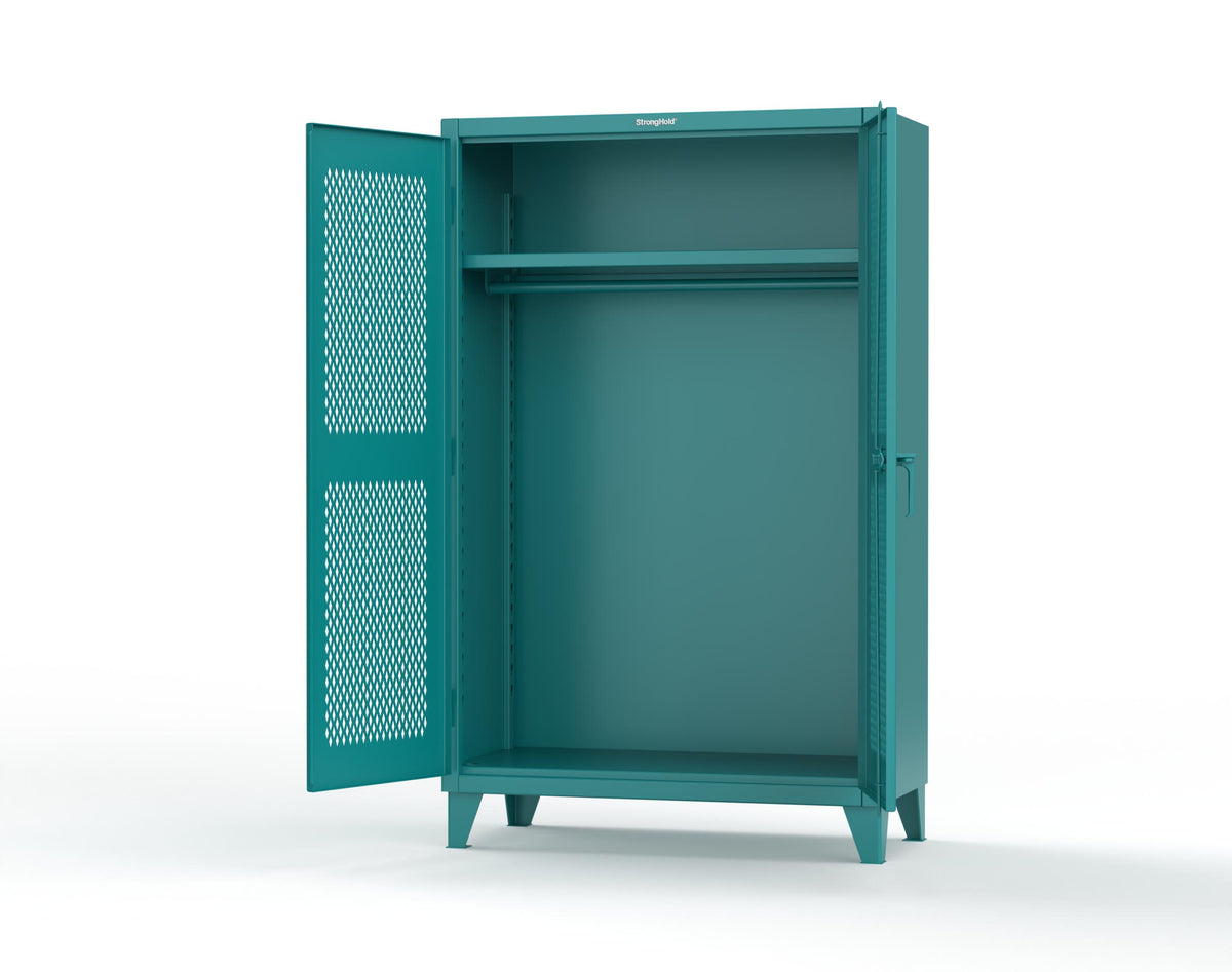 Extreme Duty 12 GA Uniform Ventilated (Diamond) Cabinet with Hanger Rod, 1 Shelf - 48 In. W x 24 In. D x 78 In. H - 46-V-WR-241-5021