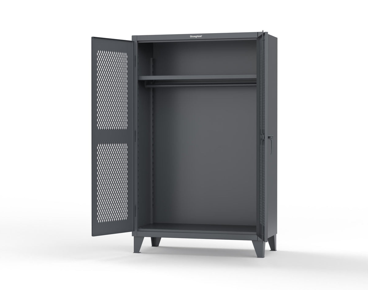 Extreme Duty 12 GA Uniform Ventilated (Diamond) Cabinet with Hanger Rod, 1 Shelf - 48 In. W x 24 In. D x 78 In. H - 46-V-WR-241-7024