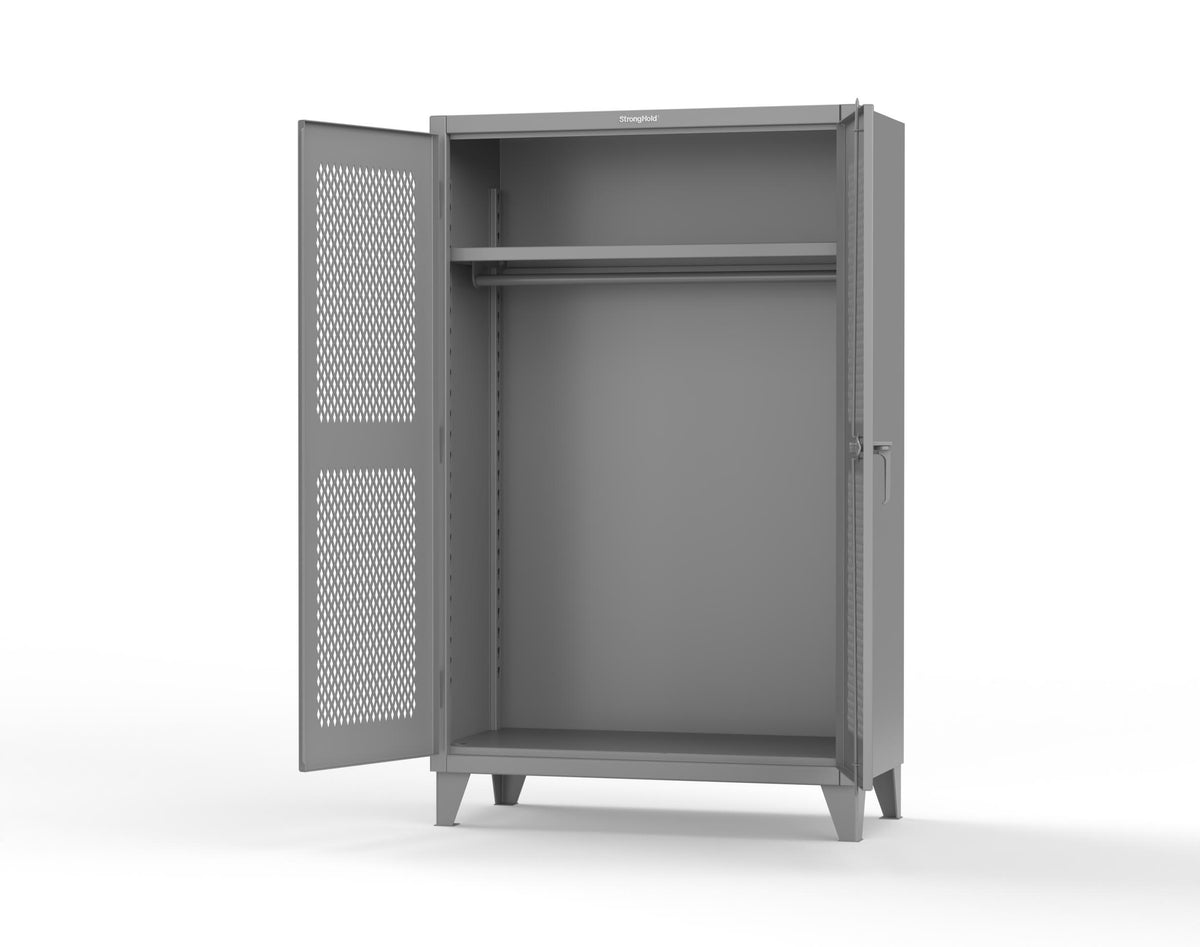 Extreme Duty 12 GA Uniform Ventilated (Diamond) Cabinet with Hanger Rod, 1 Shelf - 48 In. W x 24 In. D x 78 In. H - 46-V-WR-241-7037
