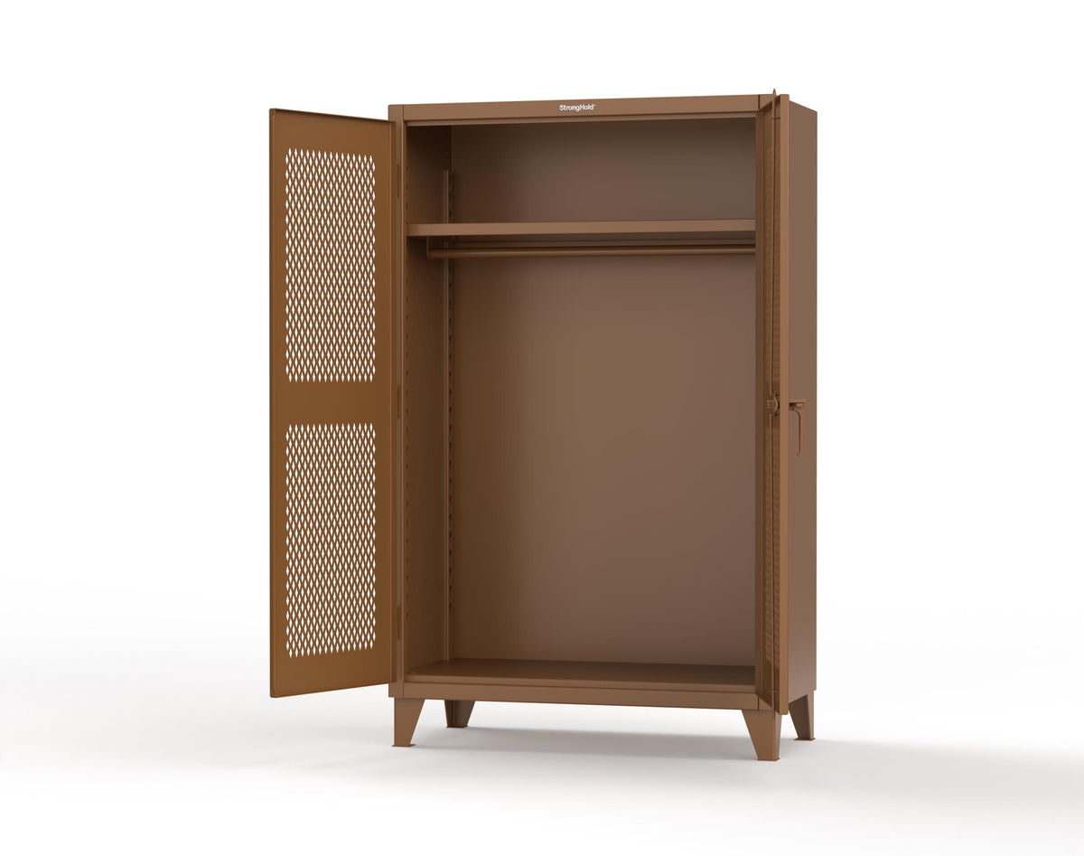 Extreme Duty 12 GA Uniform Ventilated (Diamond) Cabinet with Hanger Rod, 1 Shelf - 48 In. W x 24 In. D x 78 In. H - 46-V-WR-241-8025