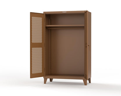 Extreme Duty 12 GA Uniform Ventilated (Diamond) Cabinet with Hanger Rod, 1 Shelf - 48 In. W x 24 In. D x 78 In. H - 46-V-WR-241-8025
