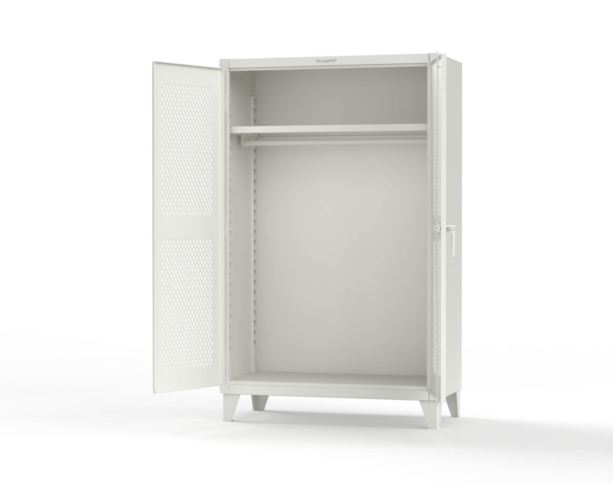 Extreme Duty 12 GA Uniform Ventilated (Diamond) Cabinet with Hanger Rod, 1 Shelf - 48 In. W x 24 In. D x 78 In. H - 46-V-WR-241-9003