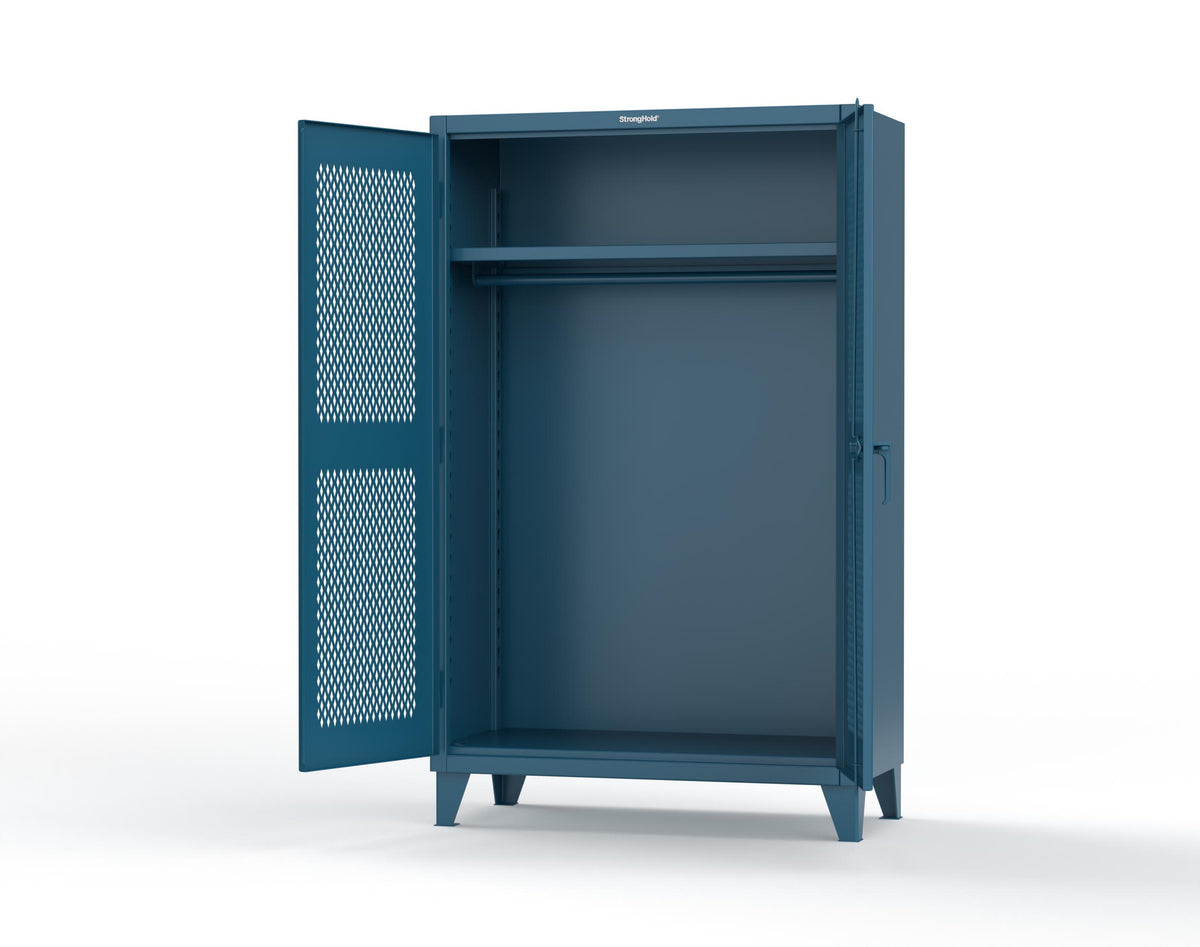 Extreme Duty 12 GA Uniform Ventilated (Diamond) Cabinet with Hanger Rod, 1 Shelf - 48 In. W x 24 In. D x 78 In. H - 46-V-WR-241-5010