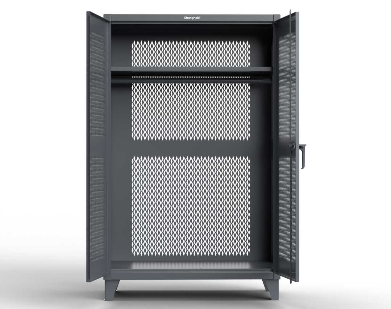 Extreme Duty 12 GA Fully-Ventilated Uniform Cabinet with Hanger Rod, 1 Shelf - 72 In. W x 24 In. D x 78 In. H