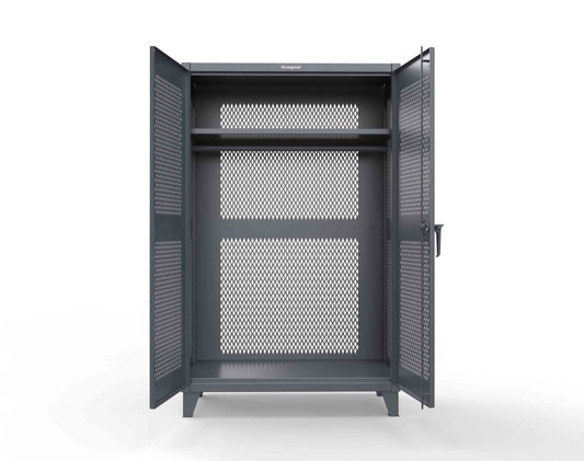 Extreme Duty 12 GA Fully-Ventilated Uniform Cabinet with Hanger Rod, 1 Shelf - 48 In. W x 24 In. D x 78 In. H - 46-VBS-241WR-7024