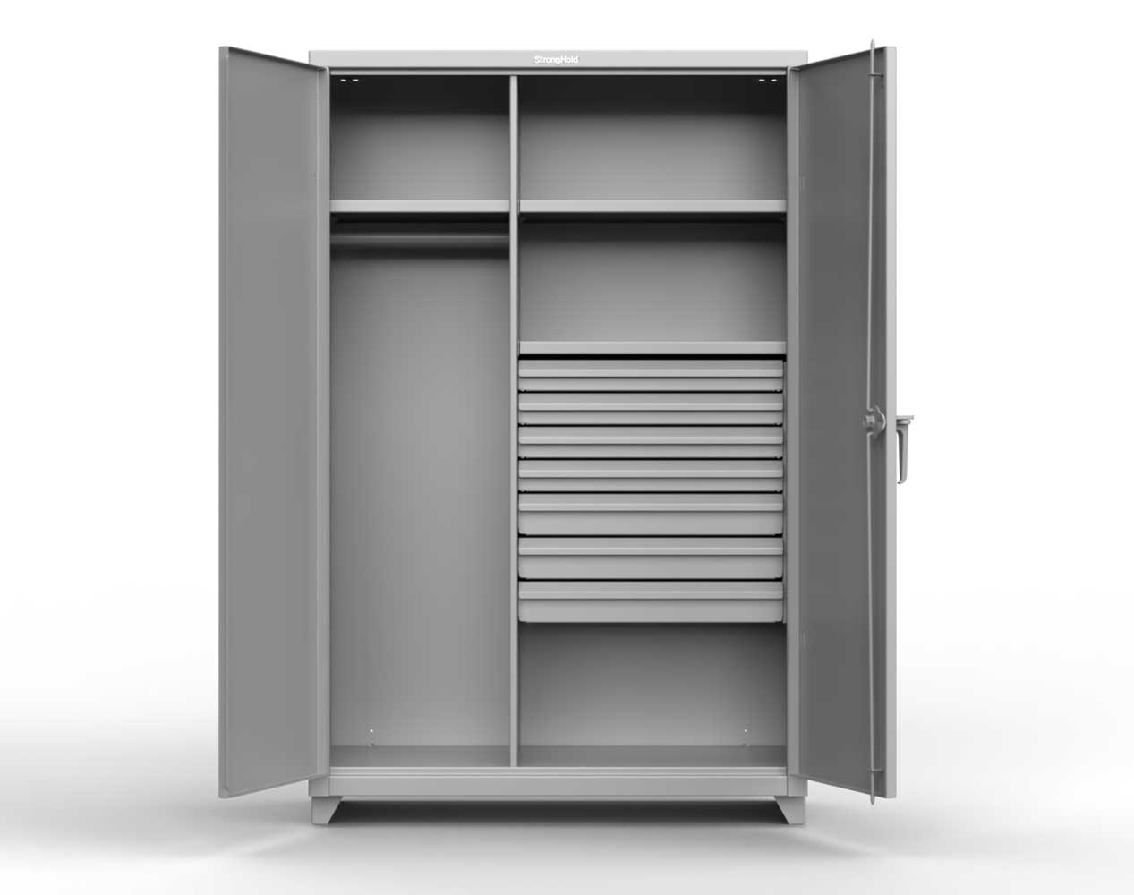 Extra Heavy Duty 14 GA Uniform Cabinet with 7 Drawers, 3 Shelves - 36 In. W x 24 In. D x 75 In. H