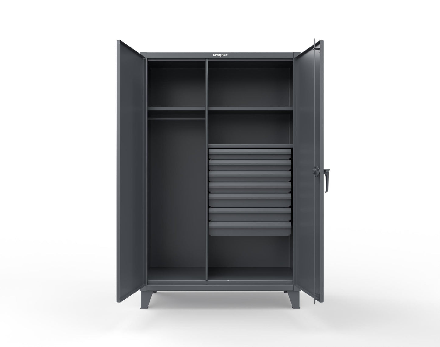 Extreme Duty 12 GA Uniform Cabinet with 7 Drawers, 3 Shelves - 48 In. W x 24 In. D x 78 In. H - 46-W-243-7DB-7024