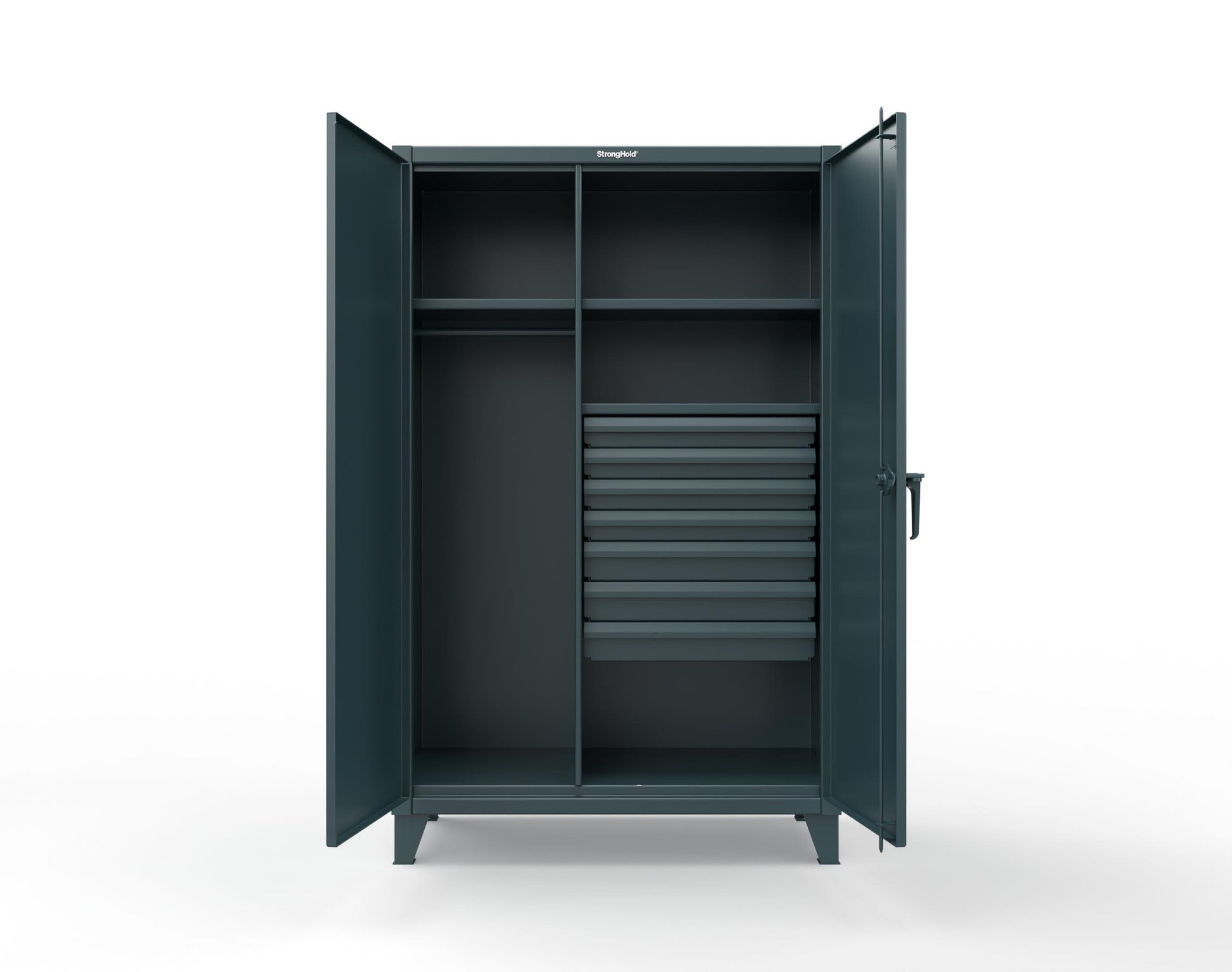 Extreme Duty 12 GA Uniform Cabinet with 7 Drawers, 3 Shelves - 48 In. W x 24 In. D x 78 In. H - 46-W-243-7DB-5001