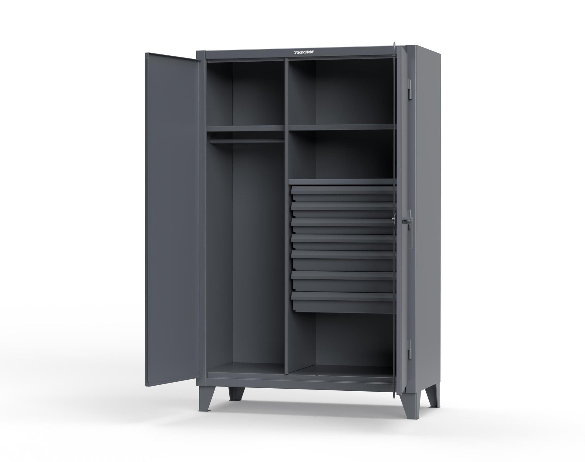 Extreme Duty 12 GA Uniform Cabinet with 7 Drawers, 3 Shelves - 48 In. W x 24 In. D x 78 In. H - 46-W-243-7DB-7024