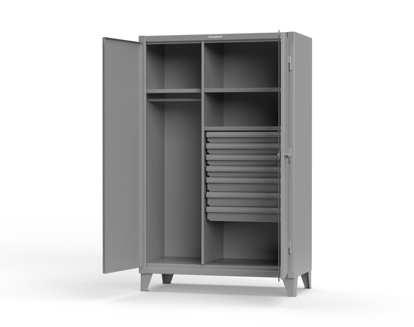 Extreme Duty 12 GA Uniform Cabinet with 7 Drawers, 3 Shelves - 48 In. W x 24 In. D x 78 In. H - 46-W-243-7DB-7037