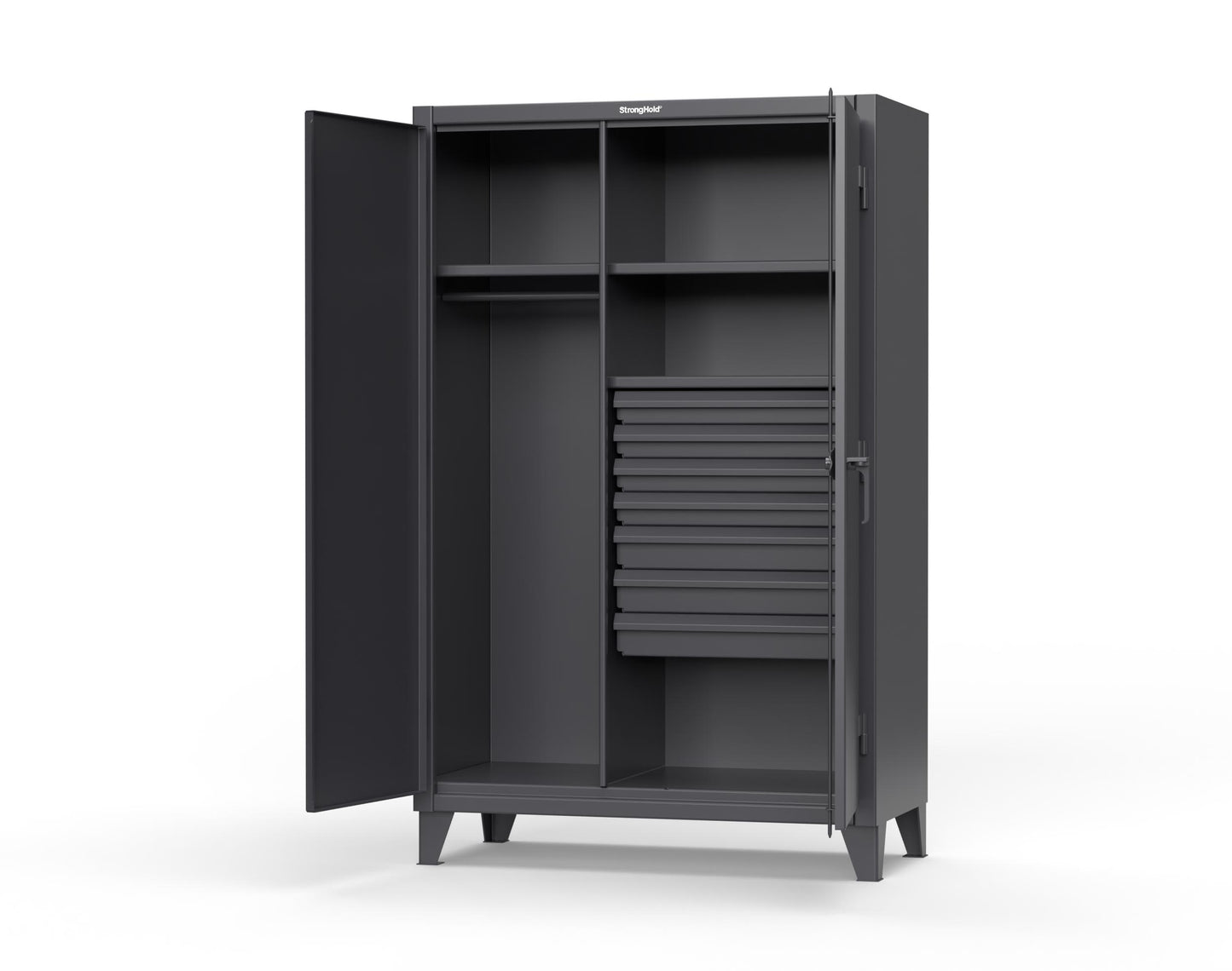 Extreme Duty 12 GA Uniform Cabinet with 7 Drawers, 3 Shelves - 48 In. W x 24 In. D x 78 In. H - 46-W-243-7DB-9005