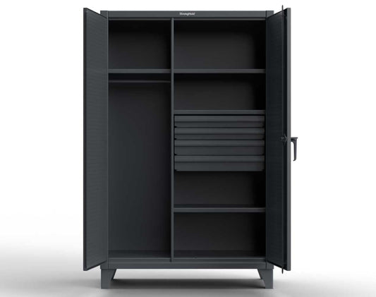 Extreme Duty 12 GA Uniform Cabinet with 4 Drawers, Pegboard, 4 Shelves - 60 In. W x 24 In. D x 78 In. H