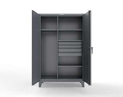 Extreme Duty 12 GA Uniform Cabinet with 4 Drawers, Pegboard, 4 Shelves - 48 In. W x 24 In. D x 78 In. H