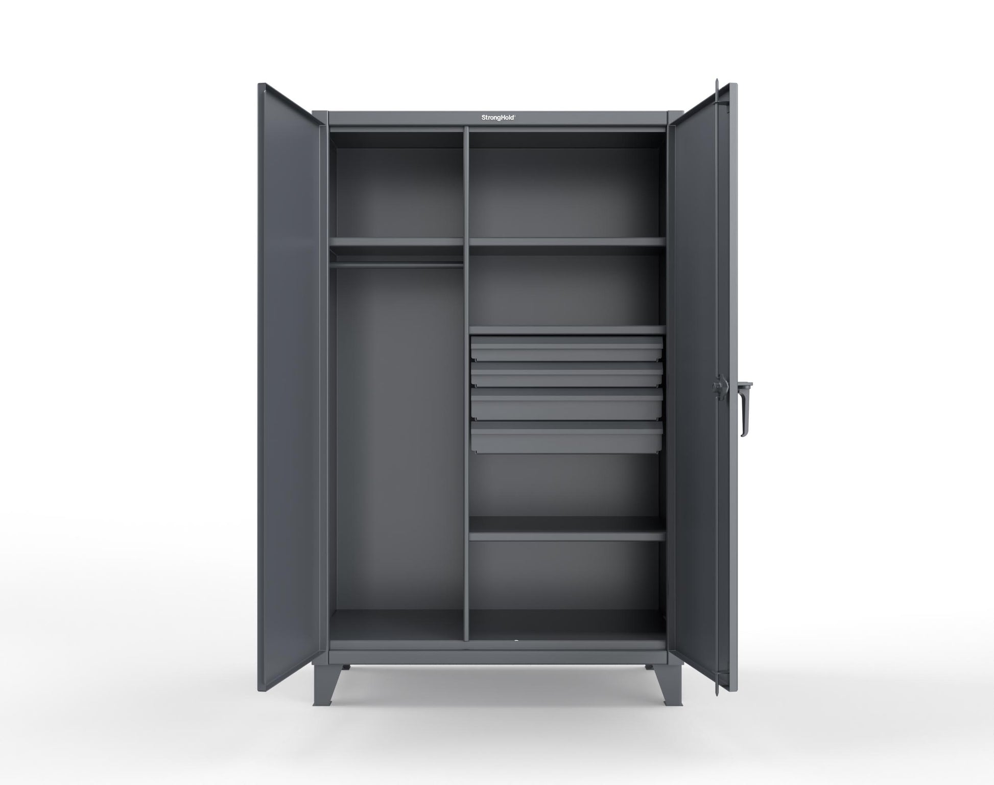 Extreme Duty 12 GA Uniform Cabinet with 4 Drawers, 4 Shelves - 48 In. W x 24 In. D x 78 In. H - 46-W-244-4DB-7024