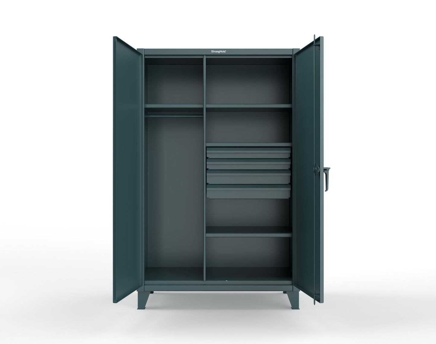 Extreme Duty 12 GA Uniform Cabinet with 4 Drawers, 4 Shelves - 48 In. W x 24 In. D x 78 In. H - 46-W-244-4DB-5001