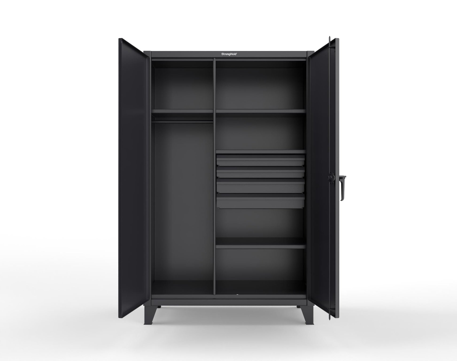 Extreme Duty 12 GA Uniform Cabinet with 4 Drawers, 4 Shelves - 48 In. W x 24 In. D x 78 In. H - 46-W-244-4DB-9005