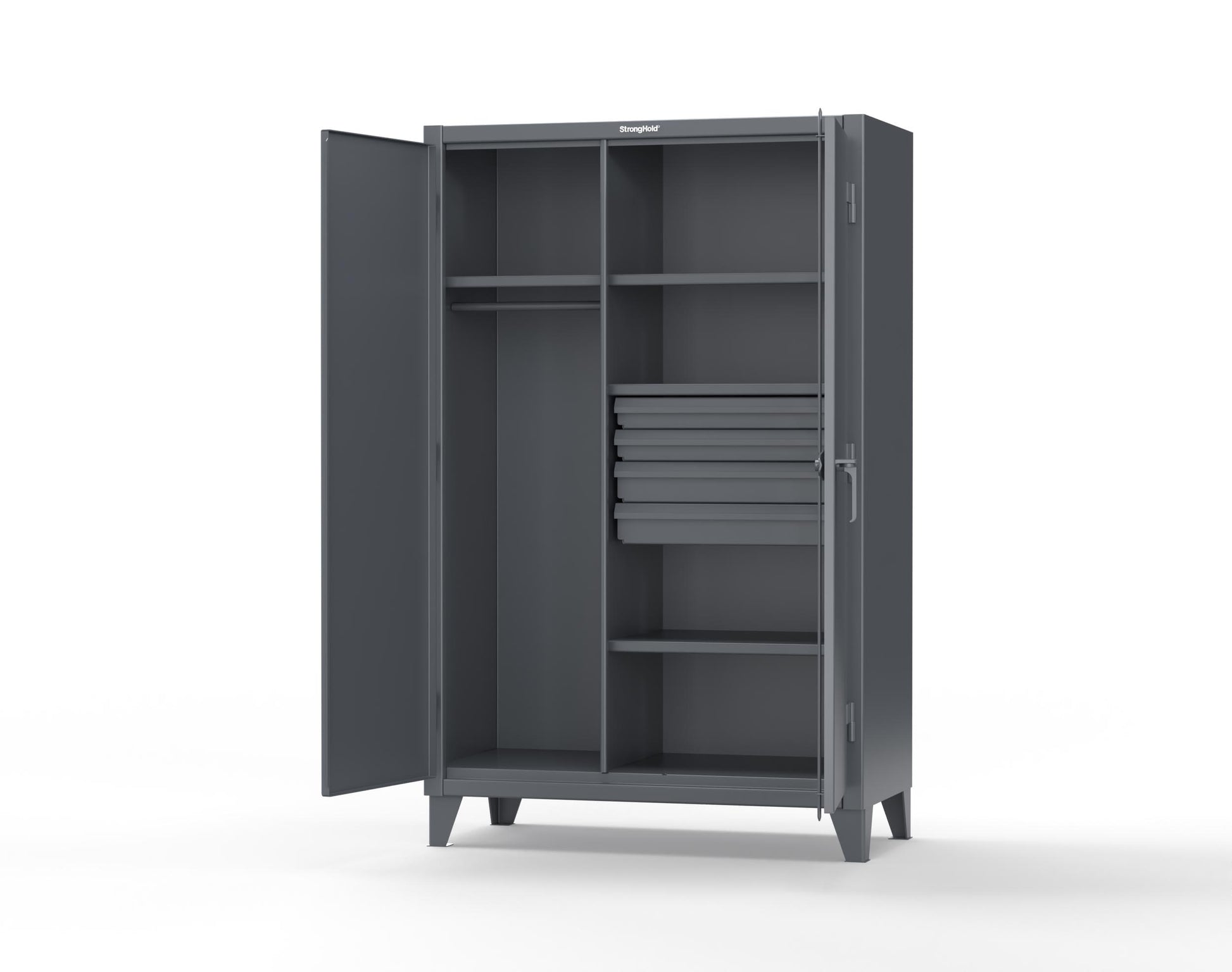 Extreme Duty 12 GA Uniform Cabinet with 4 Drawers, 4 Shelves - 48 In. W x 24 In. D x 78 In. H - 46-W-244-4DB-7024