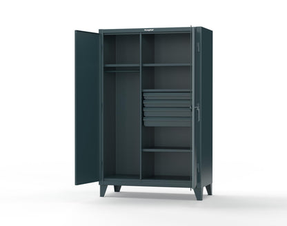 Extreme Duty 12 GA Uniform Cabinet with 4 Drawers, 4 Shelves - 48 In. W x 24 In. D x 78 In. H - 46-W-244-4DB-5001