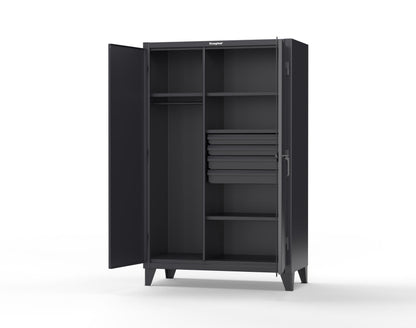 Extreme Duty 12 GA Uniform Cabinet with 4 Drawers, 4 Shelves - 48 In. W x 24 In. D x 78 In. H - 46-W-244-4DB-9005