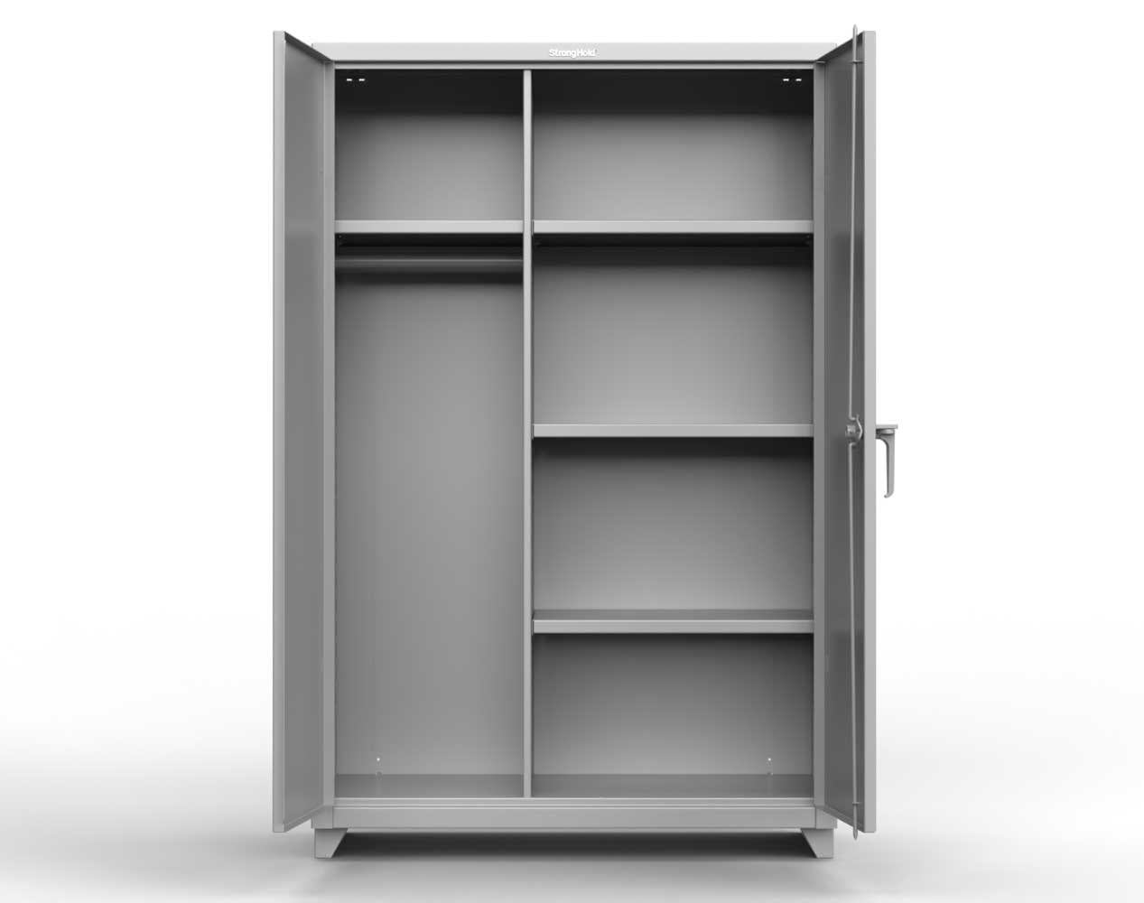 Extra Heavy Duty 14 GA Uniform Cabinet with 4 Shelves - 60 In. W x 24 In. D x 75 In. H