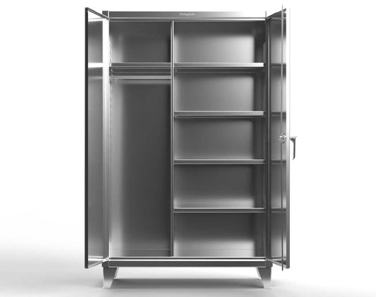 Extreme Duty 12 GA Stainless Steel Uniform Cabinet with 5 Shelves - 48 In. W x 24 In. D x 78 In. H