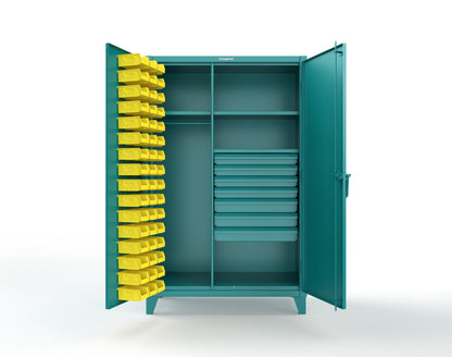 Extreme Duty 12 GA Uniform Cabinet with 48 Bins, 7 Drawers, 3 Shelves - 48 In. W x 24 In. D x 78 In. H - 46-WBD-243-7DBLD-5021