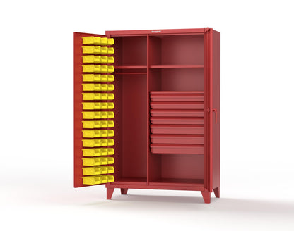 Extreme Duty 12 GA Uniform Cabinet with 48 Bins, 7 Drawers, 3 Shelves - 48 In. W x 24 In. D x 78 In. H - 46-WBD-243-7DBLD-3001
