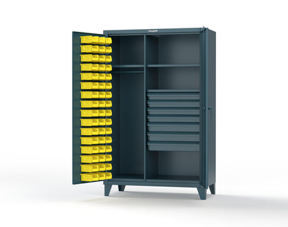 Extreme Duty 12 GA Uniform Cabinet with 48 Bins, 7 Drawers, 3 Shelves - 48 In. W x 24 In. D x 78 In. H - 46-WBD-243-7DBLD-5001