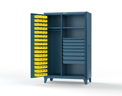 Extreme Duty 12 GA Uniform Cabinet with 48 Bins, 7 Drawers, 3 Shelves - 48 In. W x 24 In. D x 78 In. H - 46-WBD-243-7DBLD-5001
