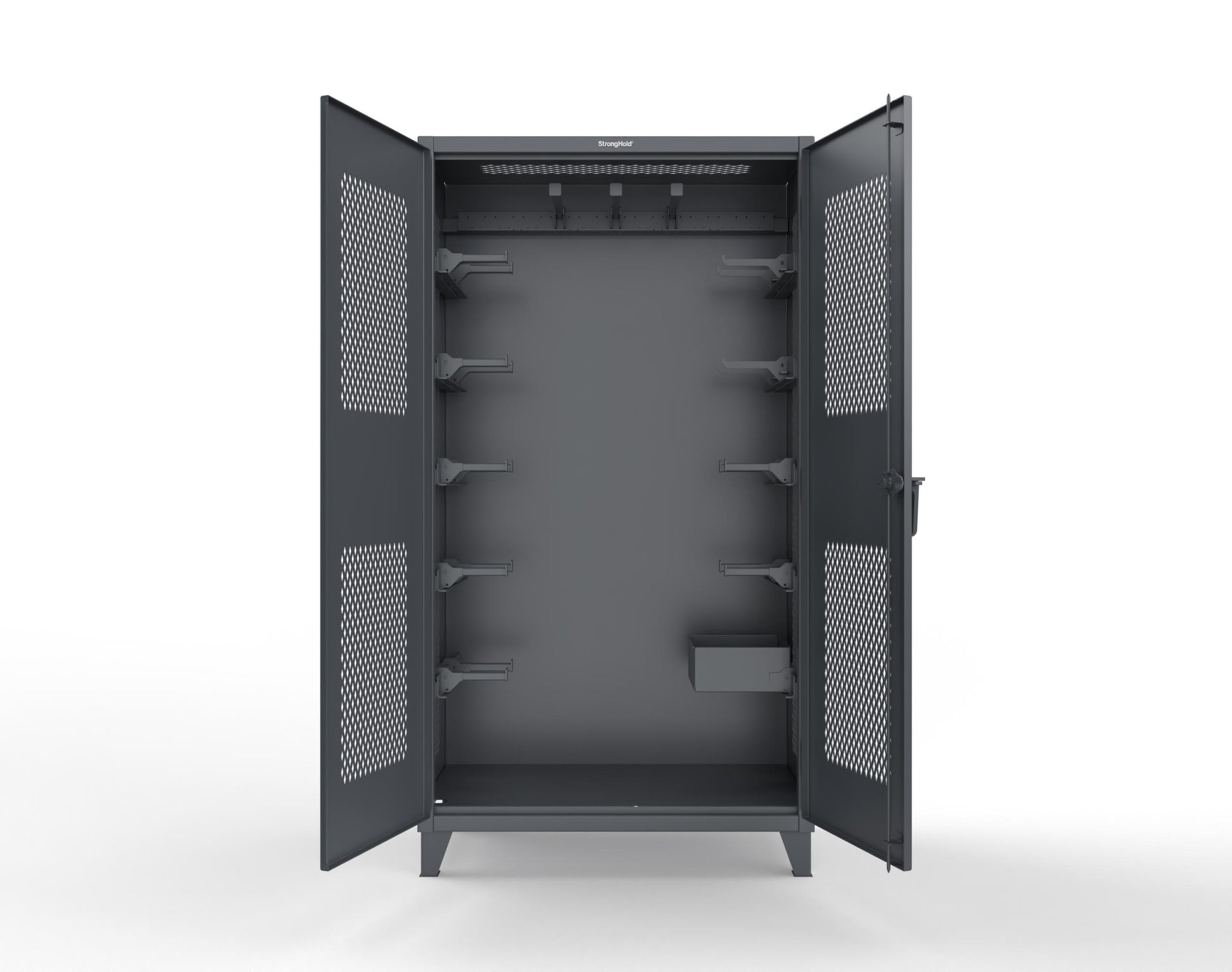 Extreme Duty 12 GA Rigging Cabinet with Ventilated Doors with Short & Long Hangers - 48 in. W x 24 in. D x 90 in. H - 47-VBS-240-21H-7024