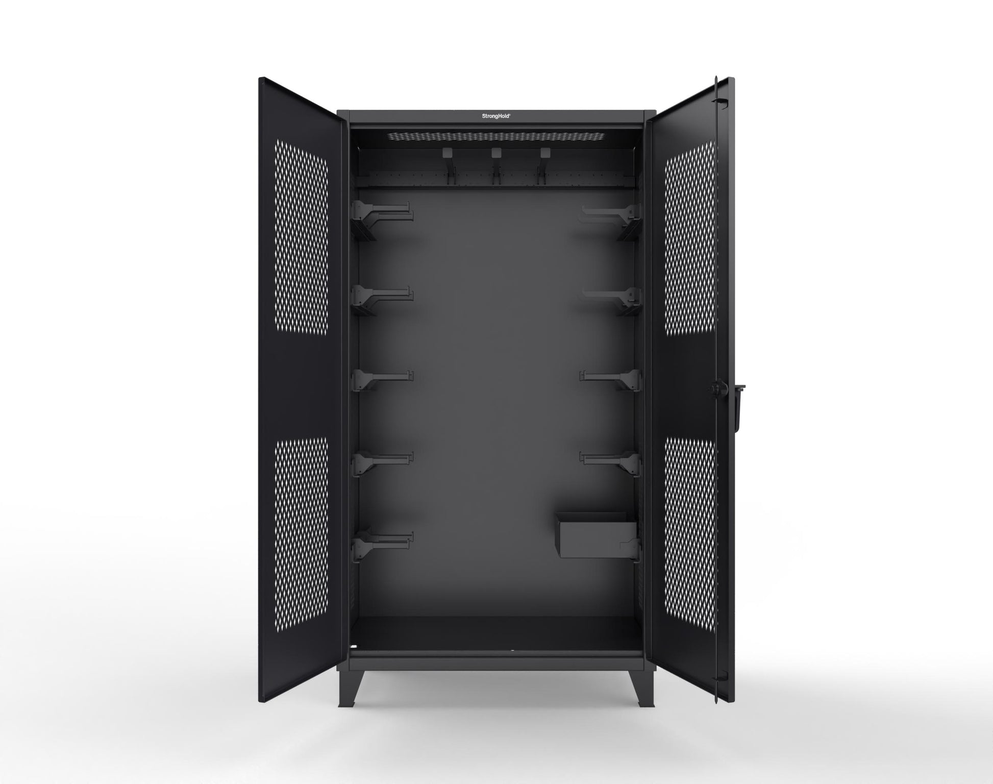 Extreme Duty 12 GA Rigging Cabinet with Ventilated Doors with Short & Long Hangers - 48 in. W x 24 in. D x 90 in. H - 47-VBS-240-21H-9005