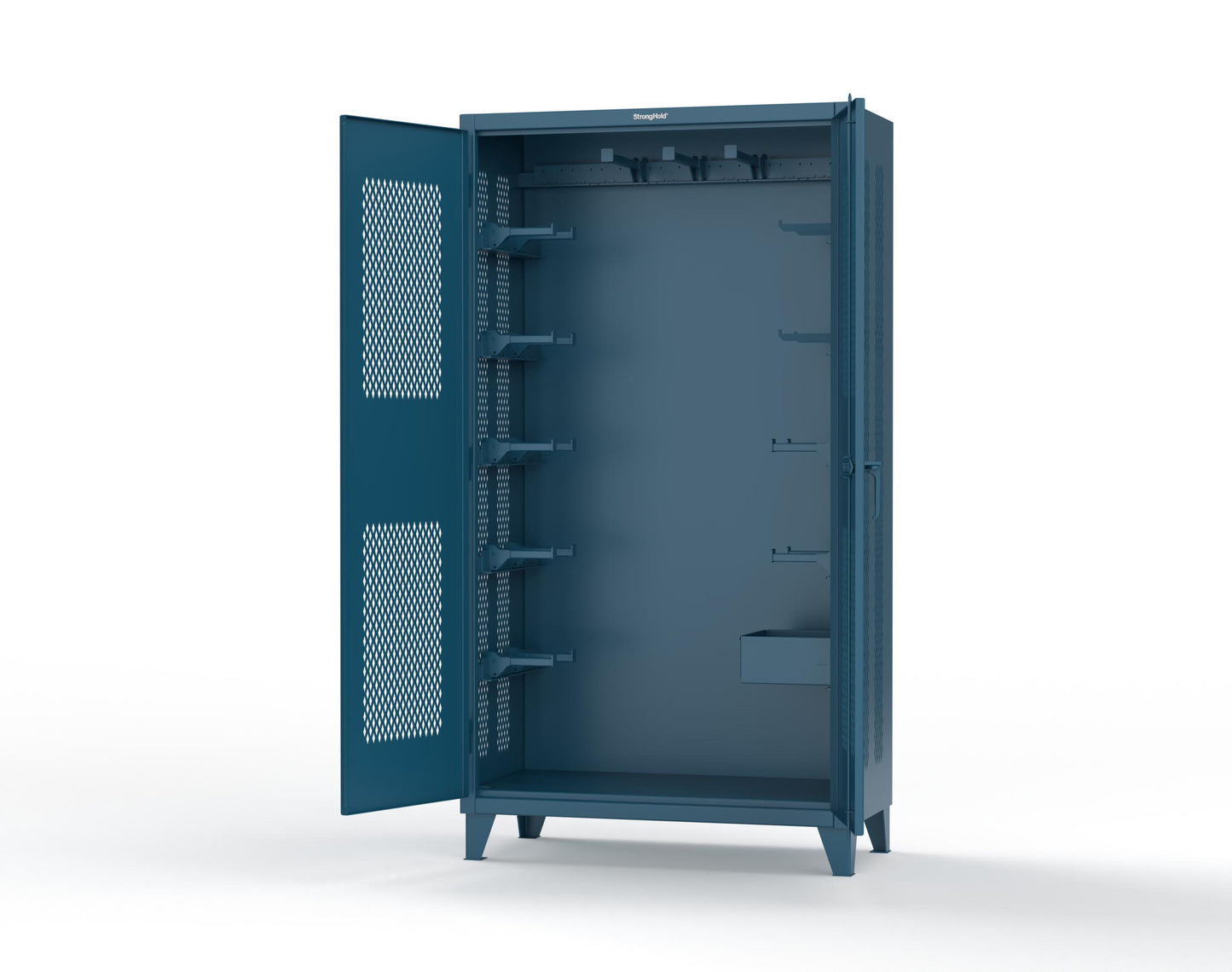 Extreme Duty 12 GA Rigging Cabinet with Ventilated Doors with Short & Long Hangers - 48 in. W x 24 in. D x 90 in. H - 47-VBS-240-21H-5001