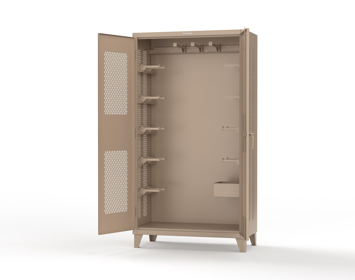Extreme Duty 12 GA Rigging Cabinet with Ventilated Doors with Short & Long Hangers - 48 in. W x 24 in. D x 90 in. H - 47-VBS-240-21H-1019