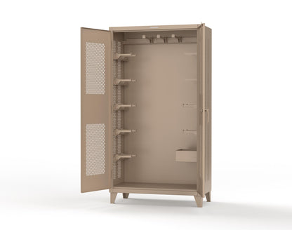 Extreme Duty 12 GA Rigging Cabinet with Ventilated Doors with Short & Long Hangers - 48 in. W x 24 in. D x 90 in. H - 47-VBS-240-21H-1019