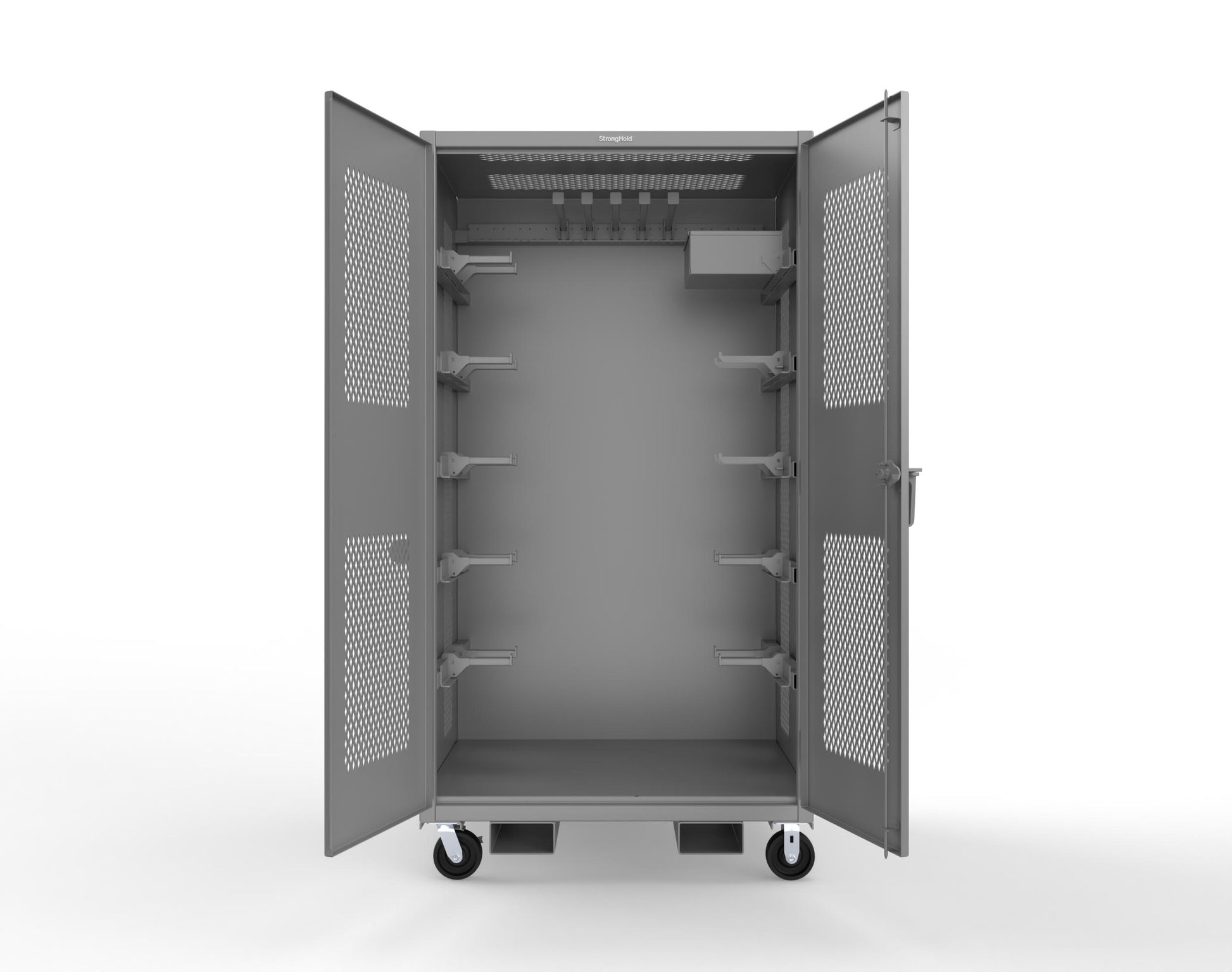 Extreme Duty 12 GA Mobile Rigging Cabinet with Ventilated Doors with Short & Long Hangers – 48 in. W x 36 in. D x 92 in. H - 47-VBS-360-23H-FLP-CA-7037