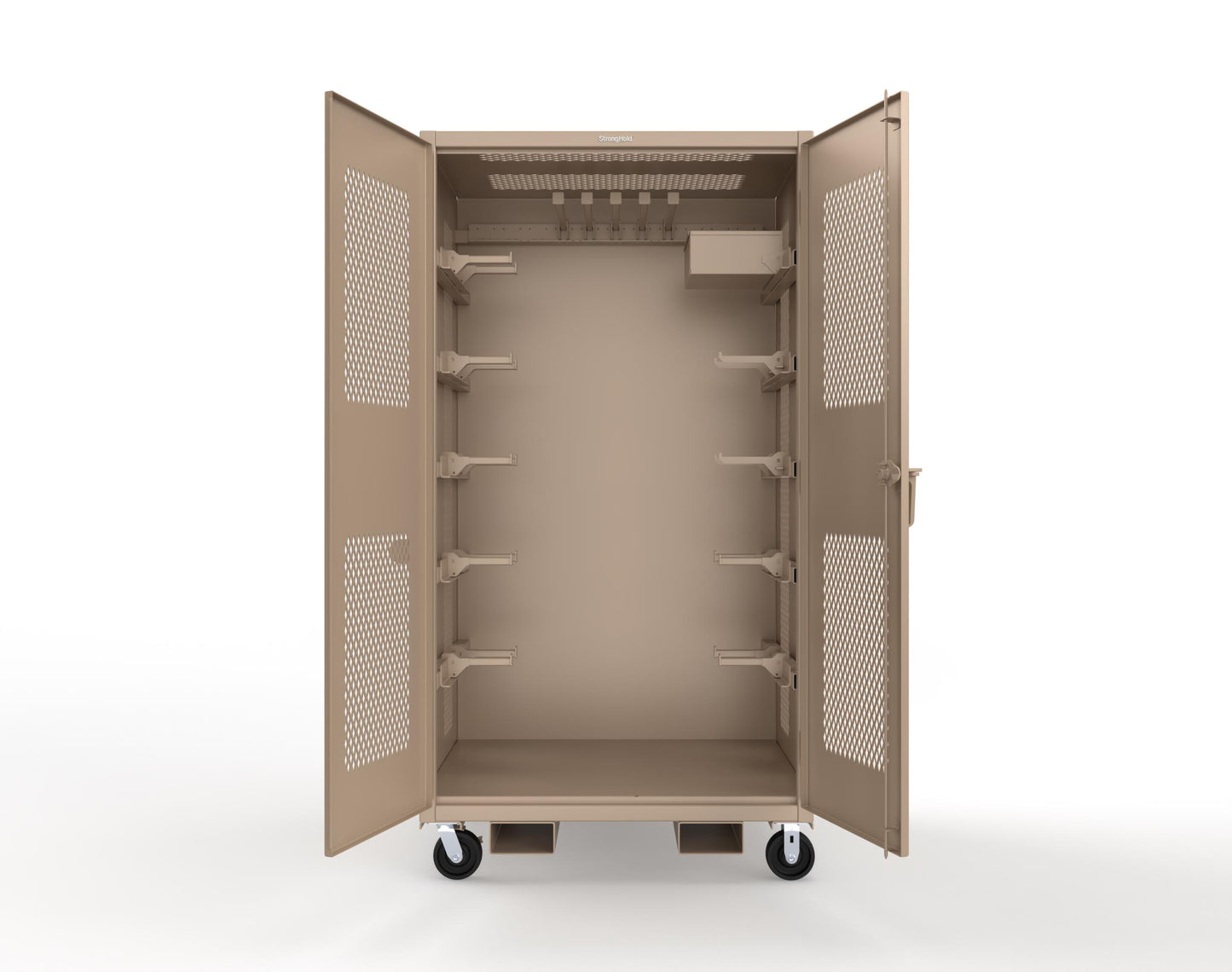 Extreme Duty 12 GA Mobile Rigging Cabinet with Ventilated Doors with Short & Long Hangers – 48 in. W x 36 in. D x 92 in. H - 47-VBS-360-23H-FLP-CA-1019